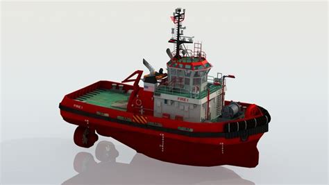 3D Fire Tug Boat - TurboSquid 1949773