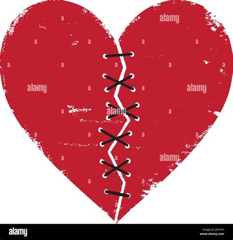 Broken Heart With Thread Stitches Vector Illustration Stock Vector Image And Art Alamy