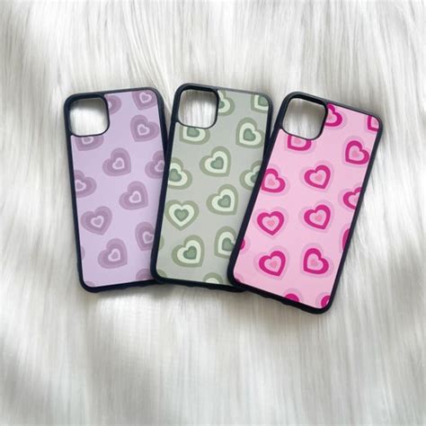 Blue Purple Grey Green Hearts Phone Case Iphone And Android Etsy