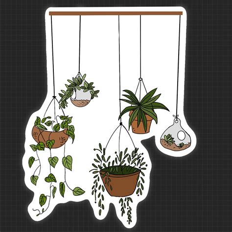 Hanging Plants Stickers Laptop Stickers Green Plant Stickers Etsy