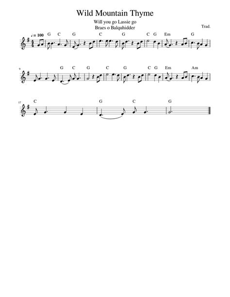 Traditional music - Wild Mountain Thyme Sheet music | Musescore.com