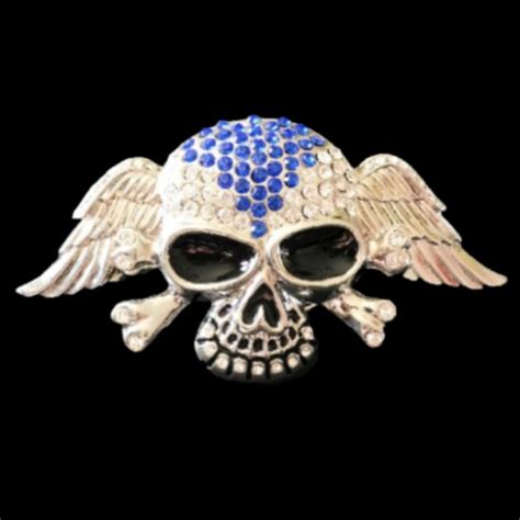 Belt Buckle Jolly Roger Pirate Flag Rhinestone Skulls Wings Crossbones