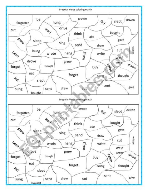 Irregular Verbs Coloring Match Activity Esl Worksheet By Artemiza