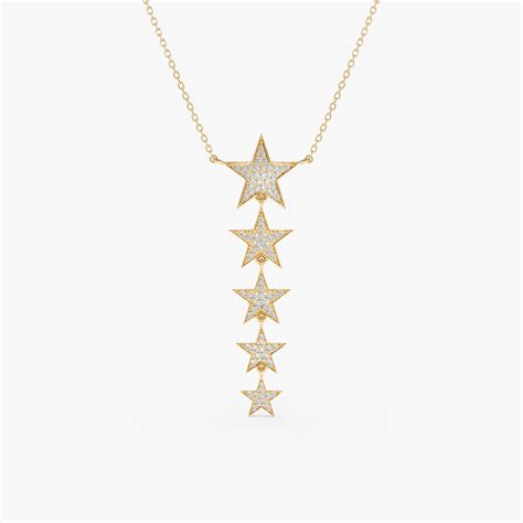 Dainty Lariat Diamond Rising Star Necklace Handmade Jewelry