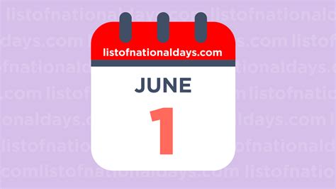 June 1st: National Holidays,Observances and Famous Birthdays