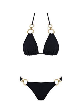 Sailor Moda Siyah Üçgen Aksesuarlı Brezilya Bikini Takım S LCW