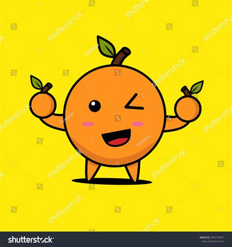 Cute Happy Orange Fruit Wink Expression Stock Vector Royalty Free