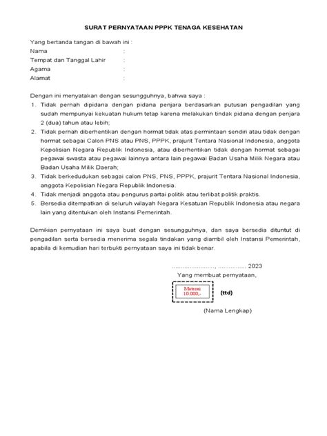 Contoh Surat Pernyataan 5 Poin Pdf