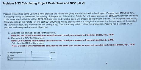 Solved Problem Calculating Project Cash Flows And Npv Chegg