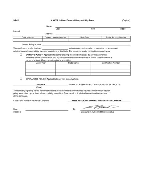 Va Sr 22 Fill And Sign Printable Template Online Us Legal Forms