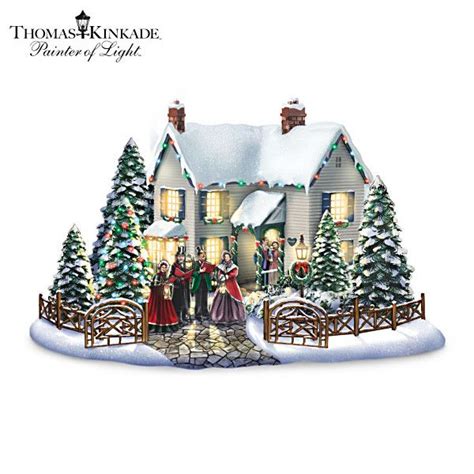 Thomas Kinkade Evening Carolers Village Sculpture Set Christmas Tree