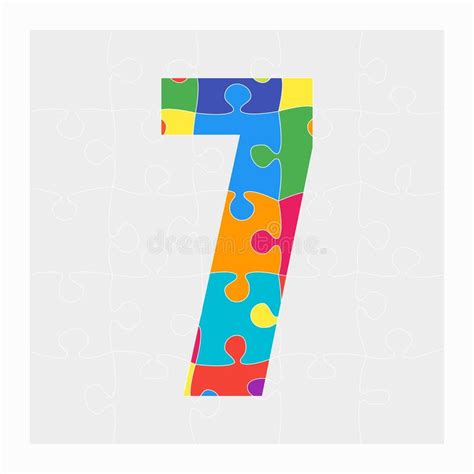 colorful puzzle number  jigsaw figure  stock vector