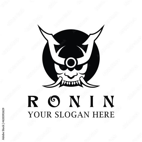 Samurai Logo Ronin Circle Logo Design Icon Vector Illustration Stock