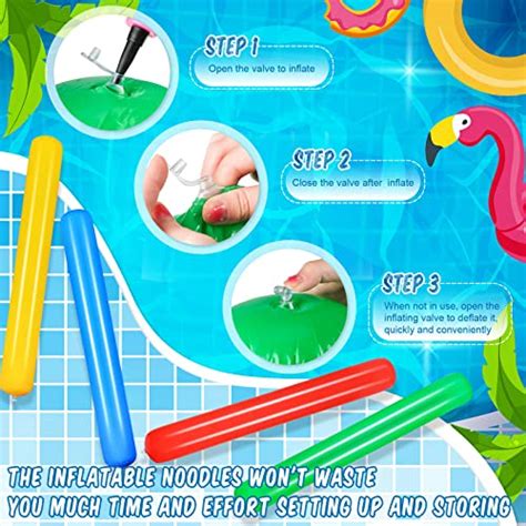 4 Pcs Inflatable Pool Noodles Colorful Pool Inflatable Sticks Pvc