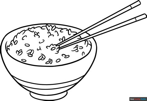 Rice and Chopsticks Coloring Page | Easy Drawing Guides