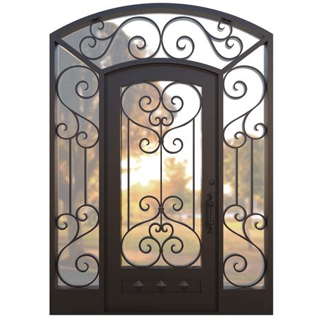 Napoli Iron Entry Door With Sidelights And Transoms Iron Doors Arizona