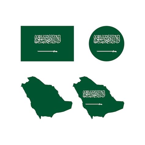 Conjunto de vetores de bandeira e mapa nacional da arábia saudita