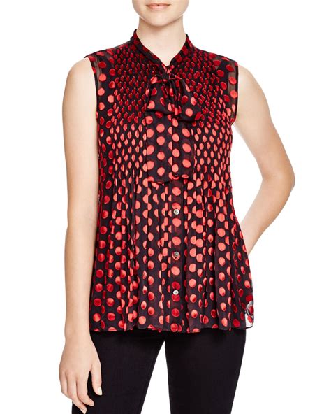 Lyst Diane Von Furstenberg Aidan Polka Dot Blouse In Black