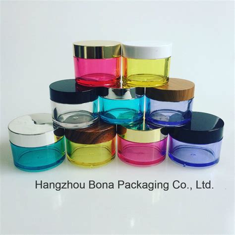 China G G Colorful Petg Cosmetic Jar With Bamboo Lids Cream Jar