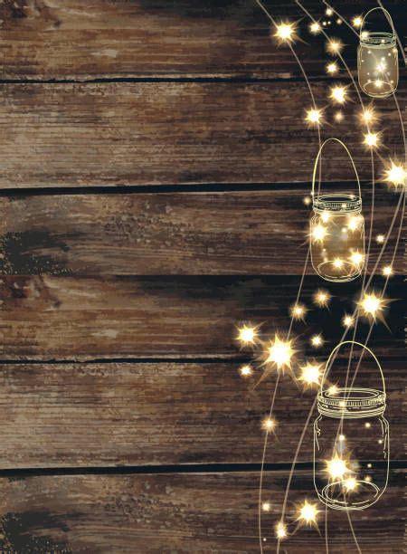 Wooden Background With Jar And String Lights Rustic Wood Background