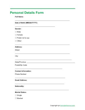 Fillable Online Personal Information Form For Job Fax Email Print