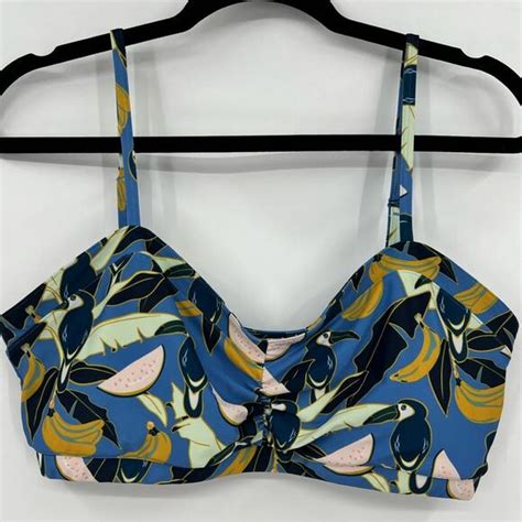 Mott Swim Nwot Mott Tropical Oasis Print Bikini Swim Top Toucan Bird Bananas Large Poshmark