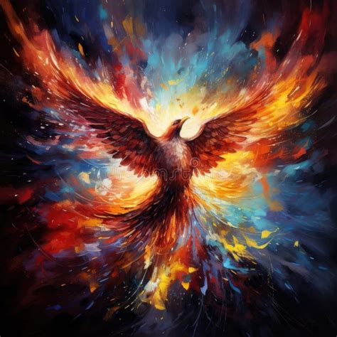 Phoenix Is Flying Burning With Fire Birds Mythical Creatures Stock