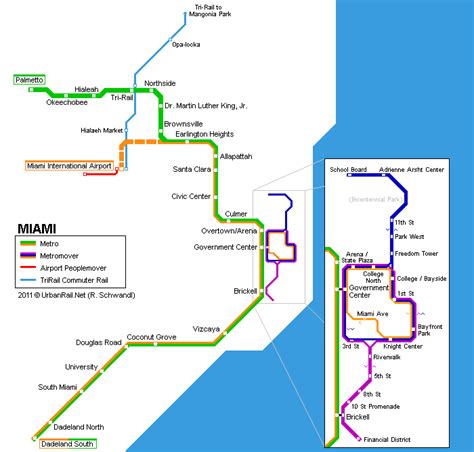 Miami Metrorail | Transit map, Subway map, Singapore map