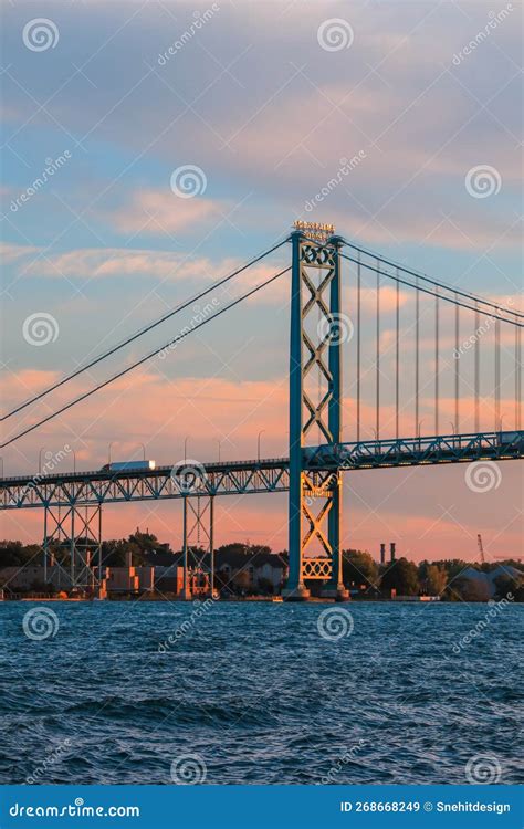 The Ambassador Bridge Connects The U S And Canada Stock Image Image Of Building Ambassador