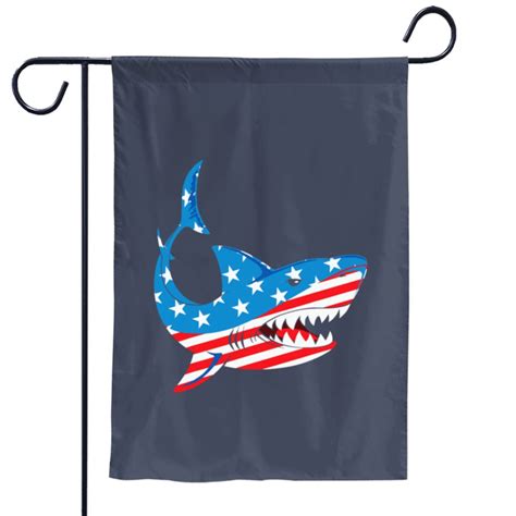 Shark American Flag Shark July Th Jaw Sharks Garden Flags Sold By