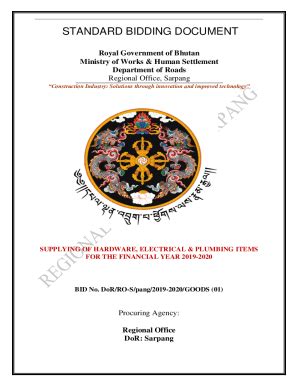 Fillable Online Standard Bidding Document Royal Government Of Bhutan