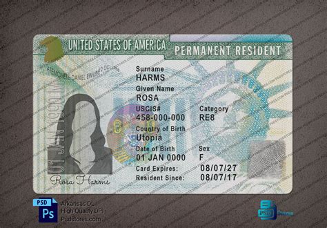 Usa Permanent Resident Card Template V2 Psd Stores