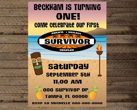 Survivor Theme First Birthday Party Survivor Invite First