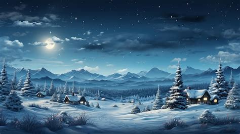 Premium AI Image | winter landscape with a cabin and a snowy mountain