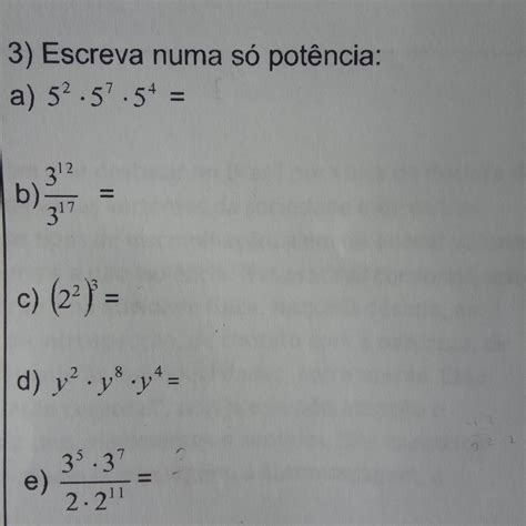 escreva numa só potência brainly br