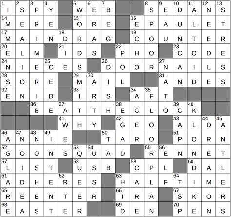 0319 24 NY Times Crossword 19 Mar 24 Tuesday NYXCrossword