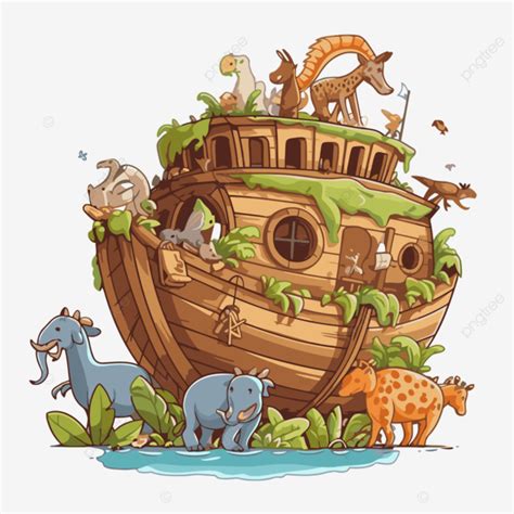 Ark Clipart Noah S Ark With Animals On It Cartoon Vector, Ark, Clipart ...