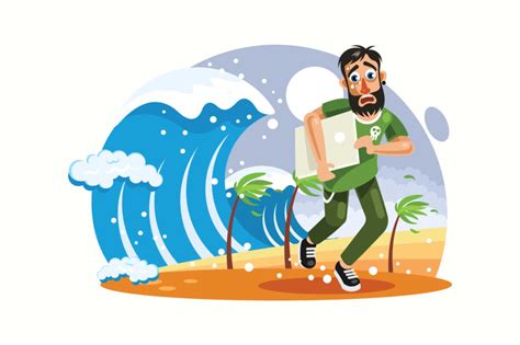 Tsunami Disaster Vector Illustration By IanMikraz Studio ...