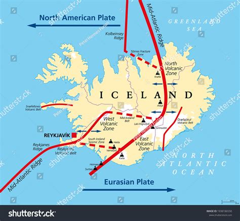 Geology Iceland Political Map Iceland Lies Stock Vector Royalty Free 1938186550 Shutterstock