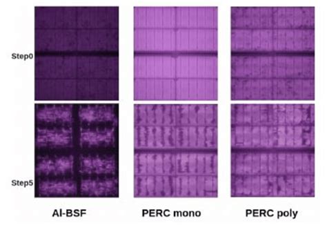 Electroluminescence images of various minimodules with white ...