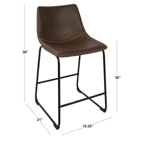 Crosby St Drake Faux Leather Modern Industrial Counter Stool Cognac