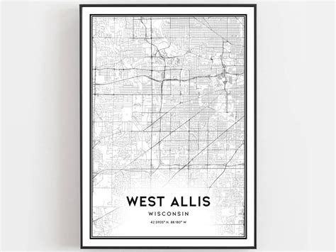 West Allis Map Print West Allis Map Poster Wall Art Wi City | Etsy