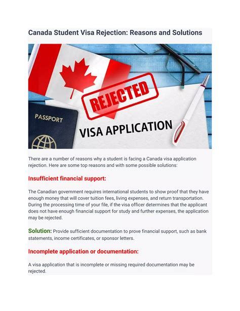 Canada Student Visa Rejection Reasons And Solutions Pdf