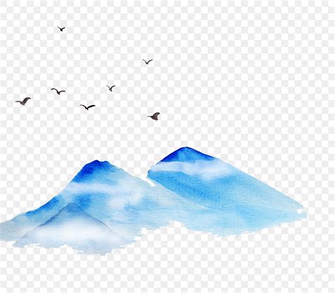 Mountain Peak PNG Transparent Hand Painted Watercolor Mountain Peak