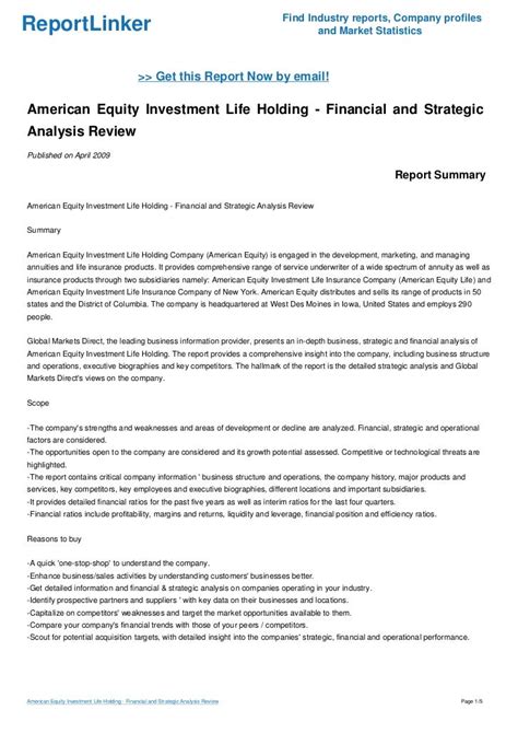 American Equity Investment Life Holding Financial And Strategic