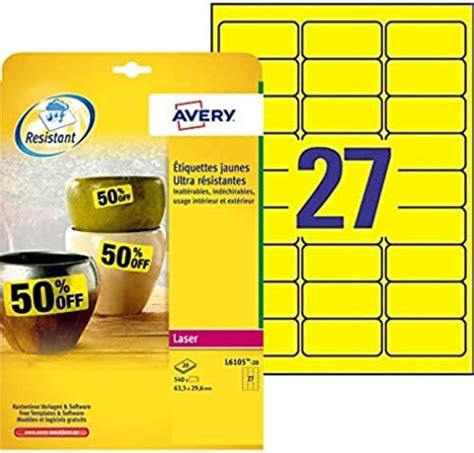 AVERY 540 Étiquettes Ultra Resistantes Jaunes Personnalisables