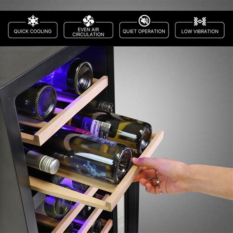 Koolatron 28 Bottle Dual Zone 15" Under Counter Wine Cooler w/ Lock