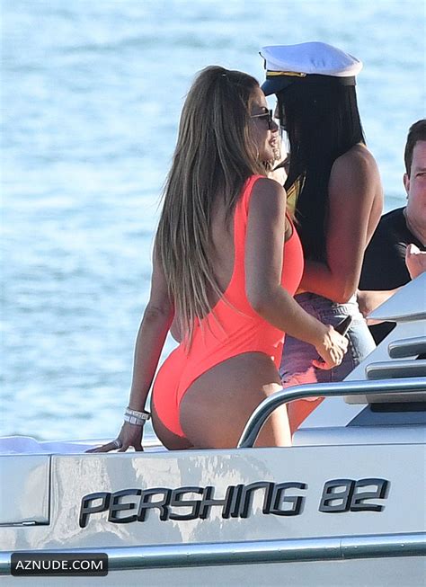 Larsa Pippen Shows Off Her Famous Curves In A Bright Orange Bikini On A Yacht In Miami Aznude