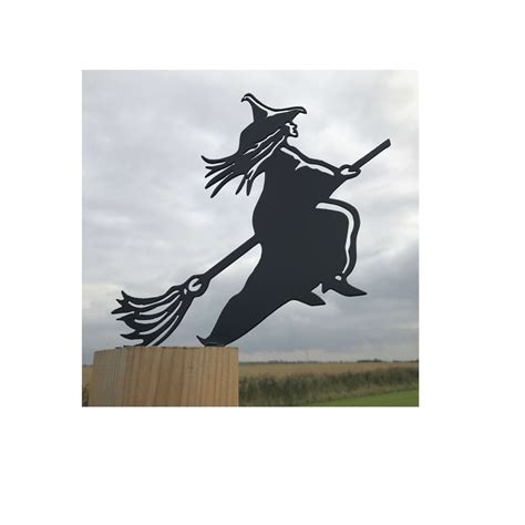 Witch And Broomstick Fence Topper Garden Decor Garden Metal Garden