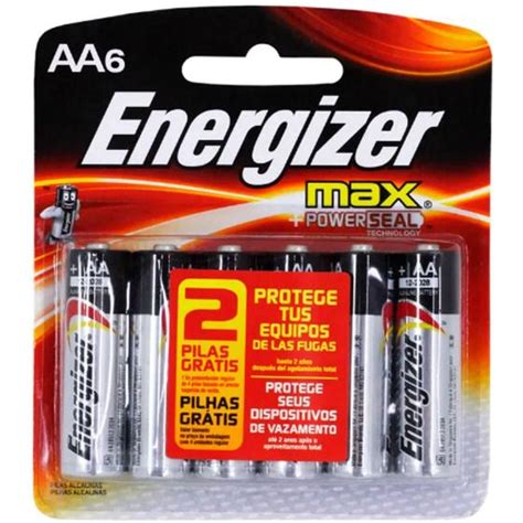 Pilha Alcalina AA 1 5V Max Energizer Cartela 6 Pilhas Pilhas